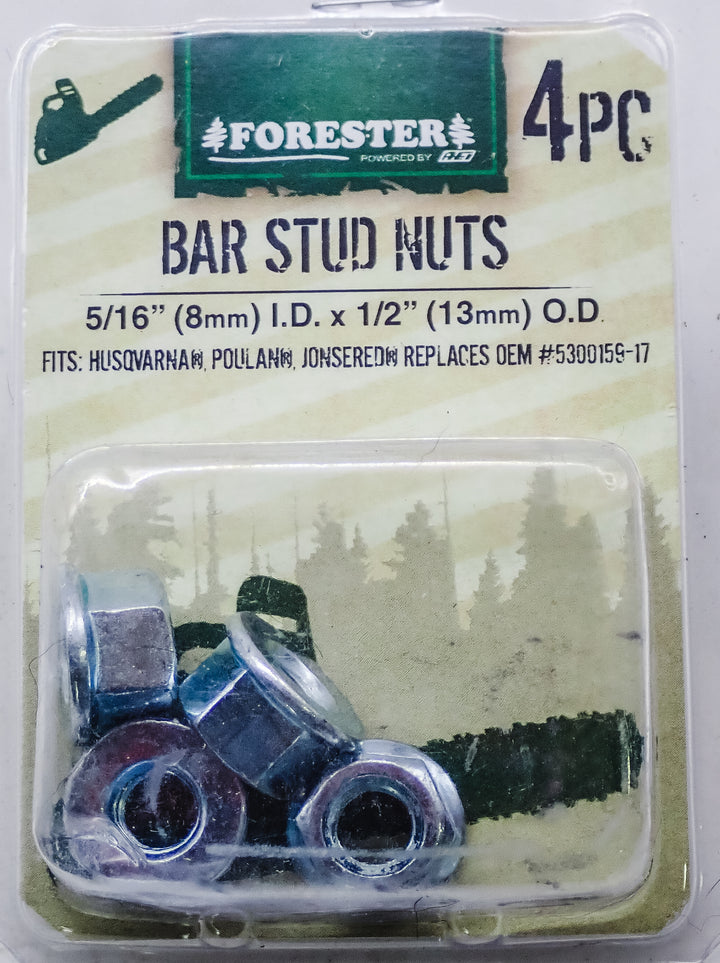 FORESTER 4 PACK CHAINSAW BAR NUT FITS MOST HUSQVARNA, POULAN