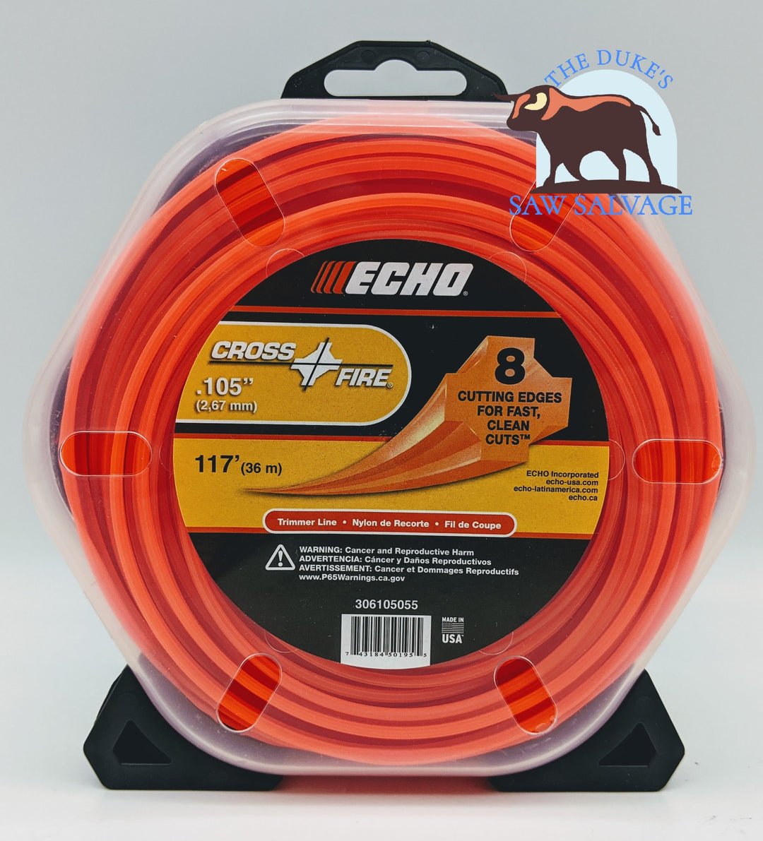 GENUINE ECHO CROSSFIRE TRIMMER LINE .105 1/2 LB PACKAGE - www.SawSalvage.co Traverse Creek Inc.