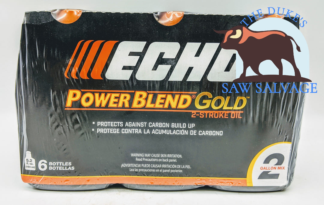 GENUINE ECHO POWER BLEND GOLD 6 PACK, 5.2 OZ BOTTLE 50:1 2 GALLON MIX - www.SawSalvage.co Traverse Creek Inc.