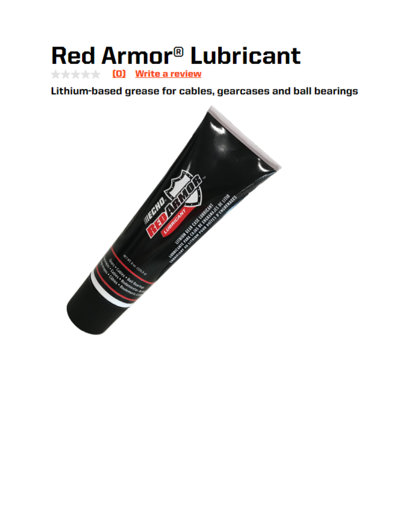 ECHO PREMIUM RED ARMOR LITHIUM GREASE LUBE TUBE 8OZ