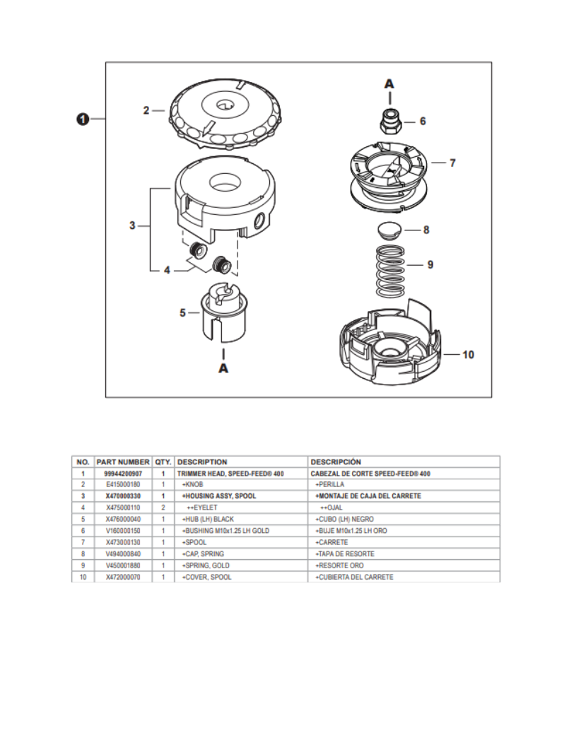 GENUINE ECHO SPEED FEED 400 LID CAP AND SPRING KIT 90170Y